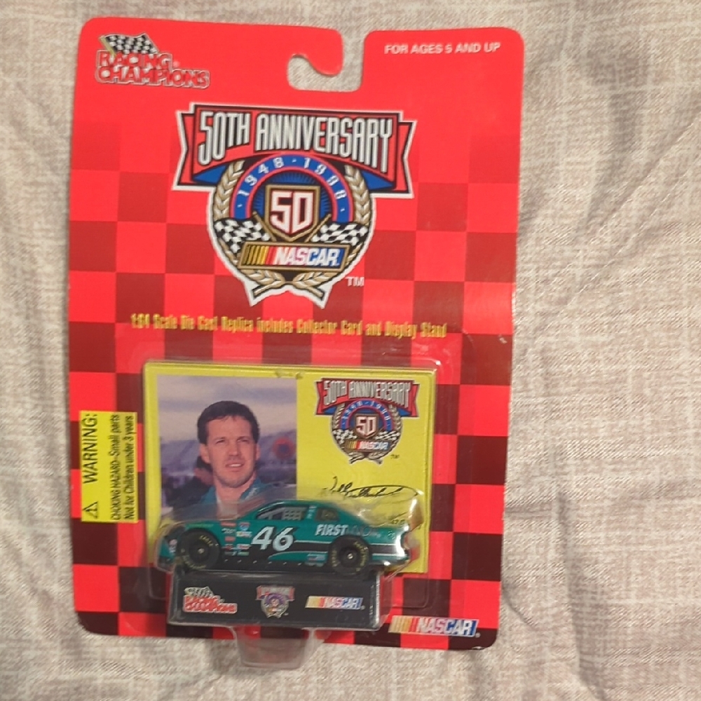 Nascar 50th Anniversary Teal and Yellow Toy Car